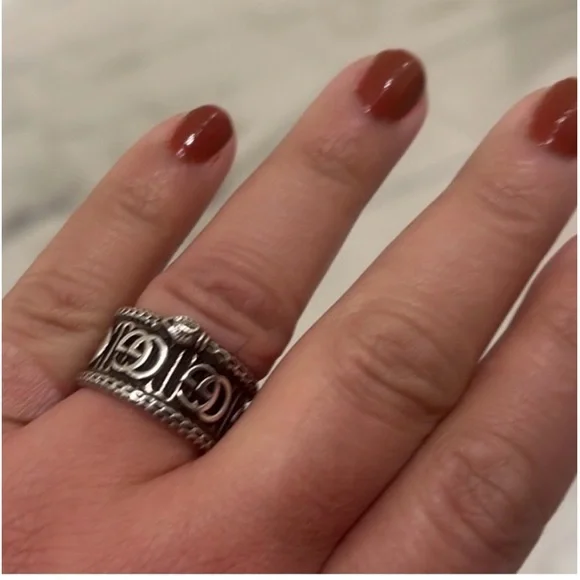 New GUCCI Ggard Ring unsex S Snk Mot Slv 3tur size 9 unisex rare made in Italy - Picture 6 of 8